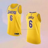 Camiseta Los Angeles Lakers LeBron James NO 6 Icon Autentico Amarillo