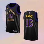 Camiseta Los Angeles Lakers Pau Gasol NO 16 Ciudad 2023-24 Negro