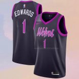 Camiseta Minnesota Timberwolves Anthony Edwards NO 1 Ciudad 2018-19 Violeta