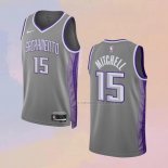 Camiseta Sacramento Kings Davion Mitchell NO 15 Ciudad 2022-23 Gris