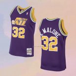 Camiseta Utah Jazz Karl Malone NO 32 Mitchell & Ness 1991-92 Violeta