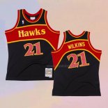 Camiseta Atlanta Hawks Dominique Wilkins NO 21 Mitchell & Ness 1986-87 Negro
