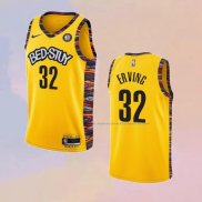 Camiseta Brooklyn Nets Julius Erving NO 32 Ciudad 2020-21 Amarillo