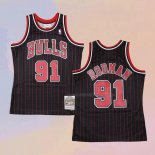 Camiseta Chicago Bulls Dennis Rodman NO 91 Mitchell & Ness 1995-96 Negro