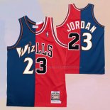 Camiseta Chicago Bulls Washington Wizards Michael Jordan NO 23 Split Azul Rojo