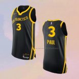 Camiseta Golden State Warriors Chris Paul NO 3 Ciudad Autentico 2023-24 Negro