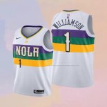 Camiseta Nino New Orleans Pelicans Zion Williamson NO 1 Ciudad 2019-20 Blanco