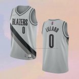 Camiseta Portland Trail Blazers Damian Lillard NO 0 Earned 2020-21 Gris