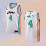 Camiseta San Antonio Spurs Derrick White NO 4 Ciudad 2021-22 Blanco