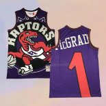 Camiseta Toronto Raptors Tracy Mcgrady NO 1 Mitchell & Ness Big Face Violeta
