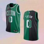 Camiseta Boston Celtics Jayson Tatum NO 0 Split Negro Verde