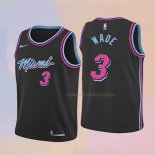 Camiseta Nino Miami Heat Dwyane Wade NO 3 Ciudad 2018 19 Negro