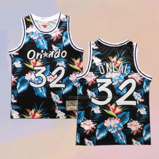 Camiseta Orlando Magic Shaquille O'neal NO 32 Floral Fashion Negro