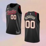 Camiseta Portland Trail Blazers Scoot Henderson NO 00 Ciudad 2023-24 Negro