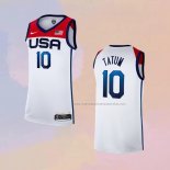 Camiseta USA 2021 Jayson Tatum NO 10 Blanco