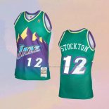 Camiseta Utah Jazz John Stockton NO 12 Mitchell & Ness 1996-97 Verde
