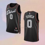 Camiseta Detroit Pistons Jalen Duren NO 0 Ciudad 2023-24 Negro