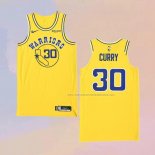 Camiseta Golden State Warriors Stephen Curry NO 30 Hardwood Classic Autentico Amarillo