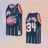 Camiseta Houston Rockets Hakeem Olajuwon NO 34 Mitchell & Ness Azul