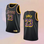 Camiseta Los Angeles Lakers LeBron James NO 23 Earned 2020-21 Negro