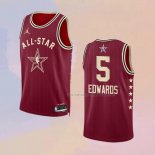 Camiseta All Star 2024 Minnesota Timberwolves Anthony Edwards NO 5 Rojo