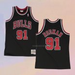 Camiseta Chicago Bulls Dennis Rodman NO 91 Hardwood Classics Throwback Negro
