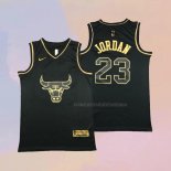 Camiseta Golden Edition Chicago Bulls Michael Jordan NO 23 Negro