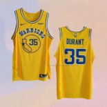 Camiseta Golden State Warriors Kevin Durant NO 35 Hardwood Classic Autentico Amarillo