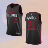 Camiseta Miami Heat Cole Swider NO 21 Ciudad 2023-24 Negro