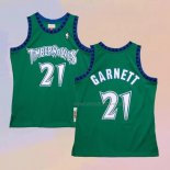 Camiseta Minnesota Timberwolves Kevin Garnett NO 21 Hardwood Classics Throwback 1997-98 Verde