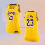Camiseta Mujer Los Angeles Lakers Lebron James NO 23 Amarillo
