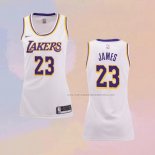 Camiseta Mujer Los Angeles Lakers Lebron James NO 23 Blanco