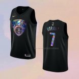 Camiseta Brooklyn Nets Kevin Durant NO 7 Iridescent Logo Negro
