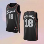 Camiseta Detroit Pistons Tosan Evbuomwan NO 18 Ciudad 2023-24 Negro