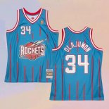 Camiseta Houston Rockets Hakeem Olajuwon NO 34 Mitchell & Ness 1996-97 Azul