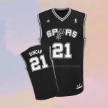 Camiseta San Antonio Spurs Tim Duncan NO 21 Retro Negro