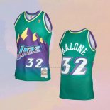 Camiseta Utah Jazz Karl Malone NO 32 Mitchell & Ness 1996-97 Verde