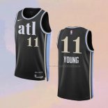 Camiseta Atlanta Hawks Trae Young NO 11 Ciudad 2023-24 Negro