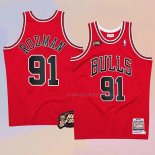 Camiseta Chicago Bulls Dennis Rodman NO 91 Mitchell & Ness 1997-98 NBA Finals Rojo