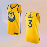 Camiseta Golden State Warriors Jordan Poole NO 3 Statement Autentico 2022 Oro