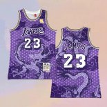 Camiseta Los Angeles Lakers Lebron James NO 23 Asian Heritage Throwback 2018-19 Violeta