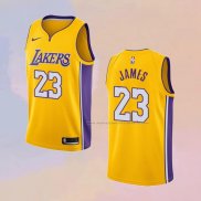 Camiseta Los Angeles Lakers Lebron James NO 23 Icon 2018 Amarillo