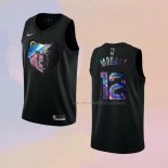 Camiseta Memphis Grizzlies Ja Morant NO 12 Iridescent Logo Negro