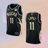 Camiseta Milwaukee Bucks Brook Lopez NO 11 Statement 2022-23 Negro