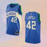 Camiseta Milwaukee Bucks Robin Lopez NO 42 Ciudad 2023-24 Azul