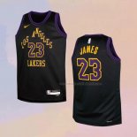 Camiseta Nino Los Angeles Lakers Lebron James NO 23 Ciudad 2023-24 Negro