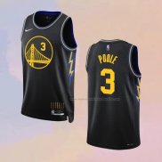 Camiseta Golden State Warriors Jordan Poole NO 3 Ciudad 2021-22 Negro