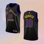 Camiseta Los Angeles Lakers Max Christie NO 10 Ciudad 2023-24 Negro