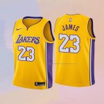 Camiseta Nino Los Angeles Lakers Lebron James NO 23 Icon 2018 Amarillo