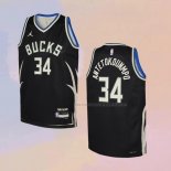 Camiseta Nino Milwaukee Bucks Giannis Antetokounmpo NO 34 Statement 2022-23 Negro